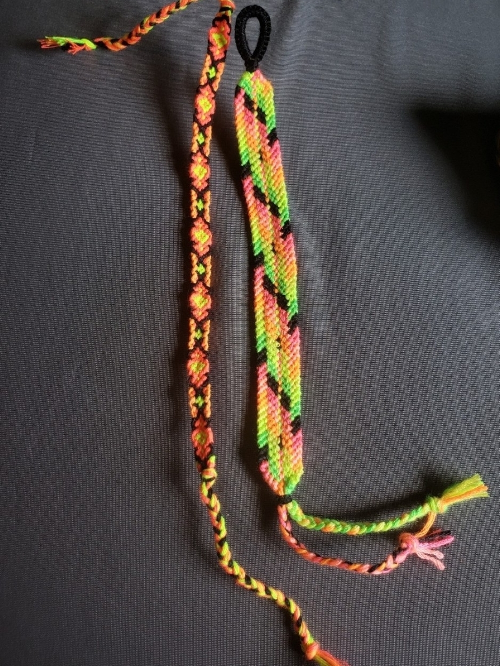 Handmade Neon Friendship Bracelet Set - Bright Pink, Green, Yellow& Orange